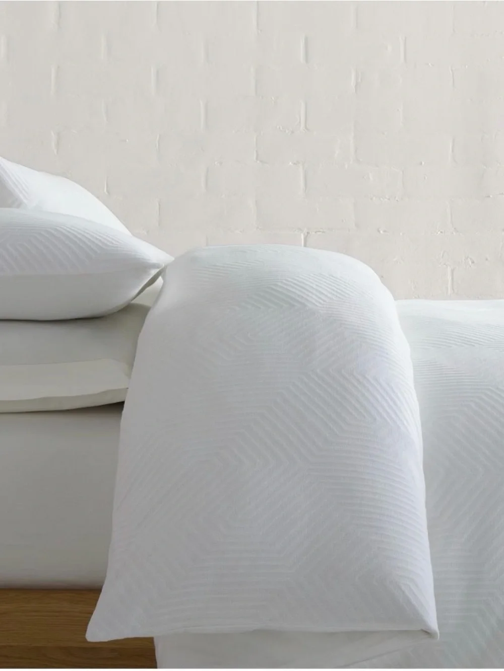 West Elm White Geometric Texture Duvet Cover